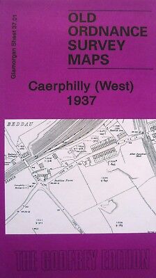 Old Ordnance Survey Maps Caerphilly West  Glamorgan 1937 Godfrey Edition New