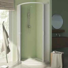Box Doccia Giove in PVC Semicircolare Angolare 2 Lati Apertura Scorrevole Centra