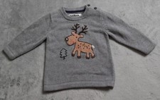 OshKosh Sweater Kids Unisex 9 Months Gray Moose Deer Embroidered Pullover Top