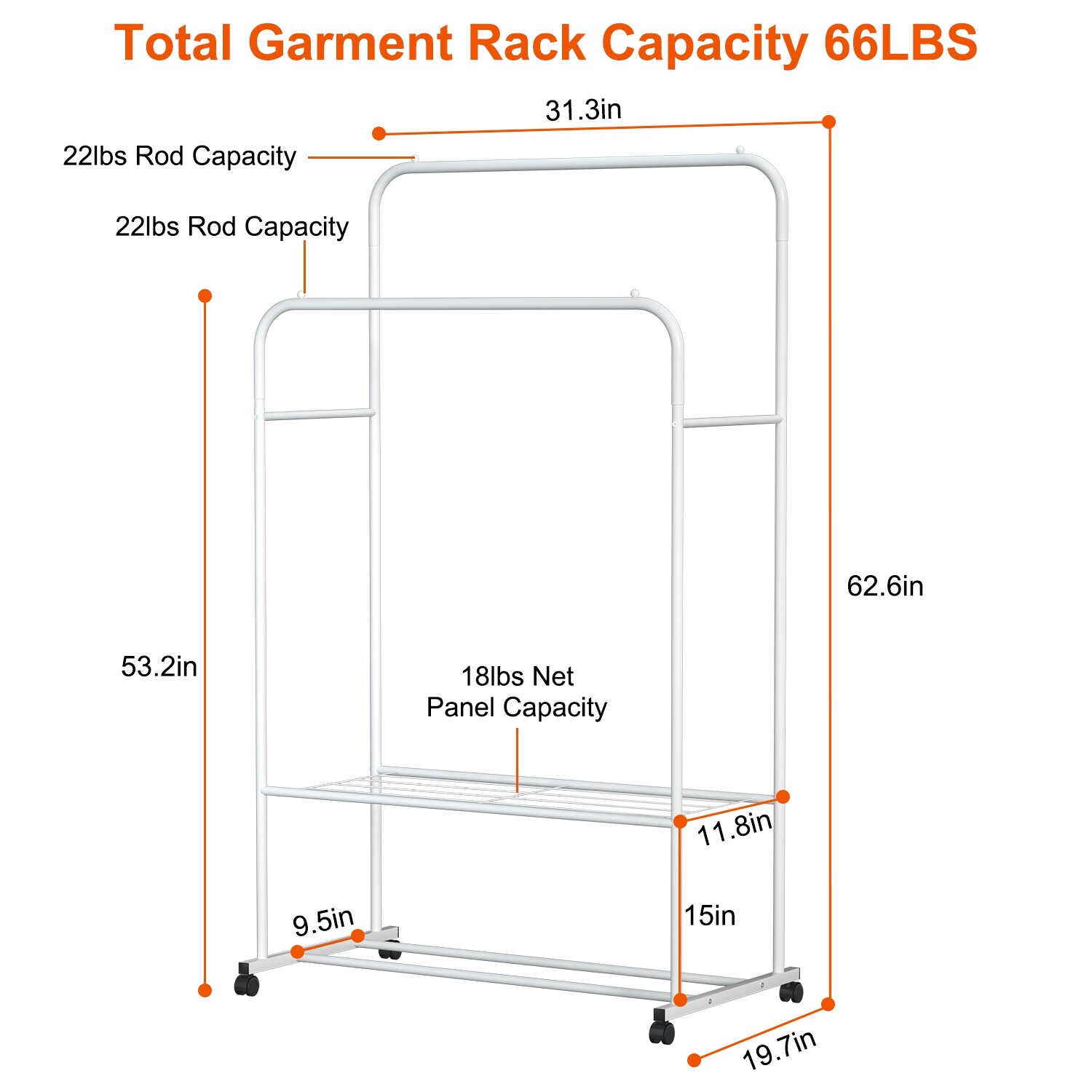 Metal Garment Rack Heavy Duty Closet Organizer Clothes Hanger Shoes Storage 2Bar