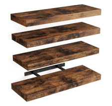 Rustic Farmhouse Floating Shelves for Wall Decor Storage Wood - Brown Set of 4