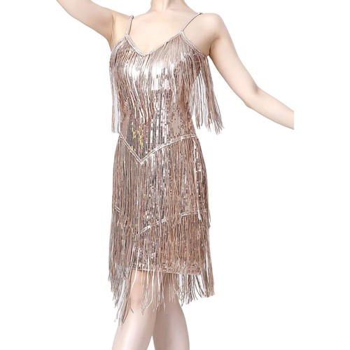 UK Women Latin Dance Dress Sequins Tassel Jazz Outfit Ballroom Fringed Dancewear - Picture 52 of 92