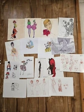FOUND LOS ANGELES FASHION STUDENT ARTIST SKETCH PRACTICE DRAWING BOOK PAINTINGS