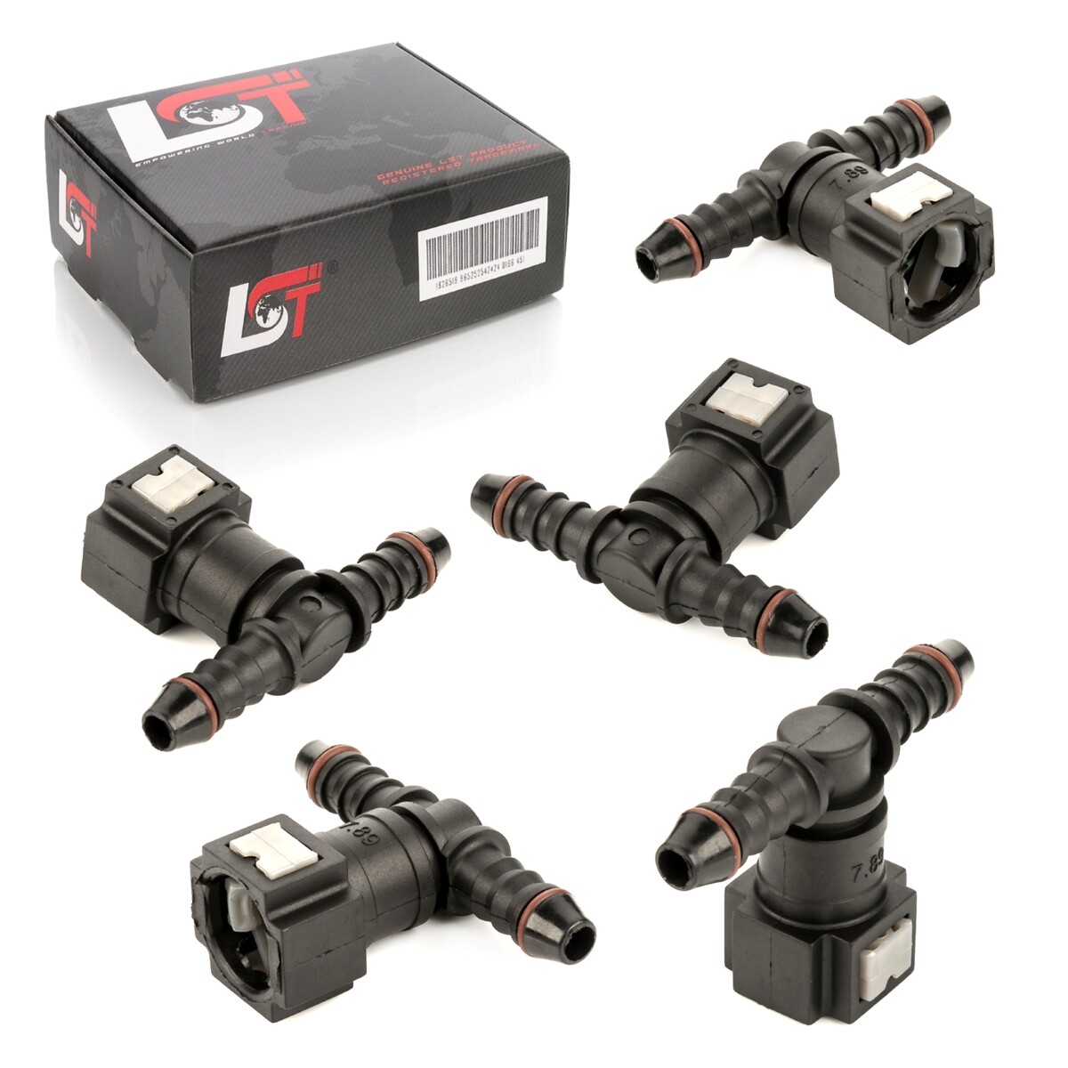 5X Quick Release Fuel Line Coupling T-Piece Angle Normal 7.89-8 Mm
