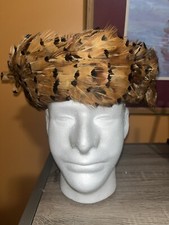 Vintage Women s Feather Hat , 100 Wool , Feathers