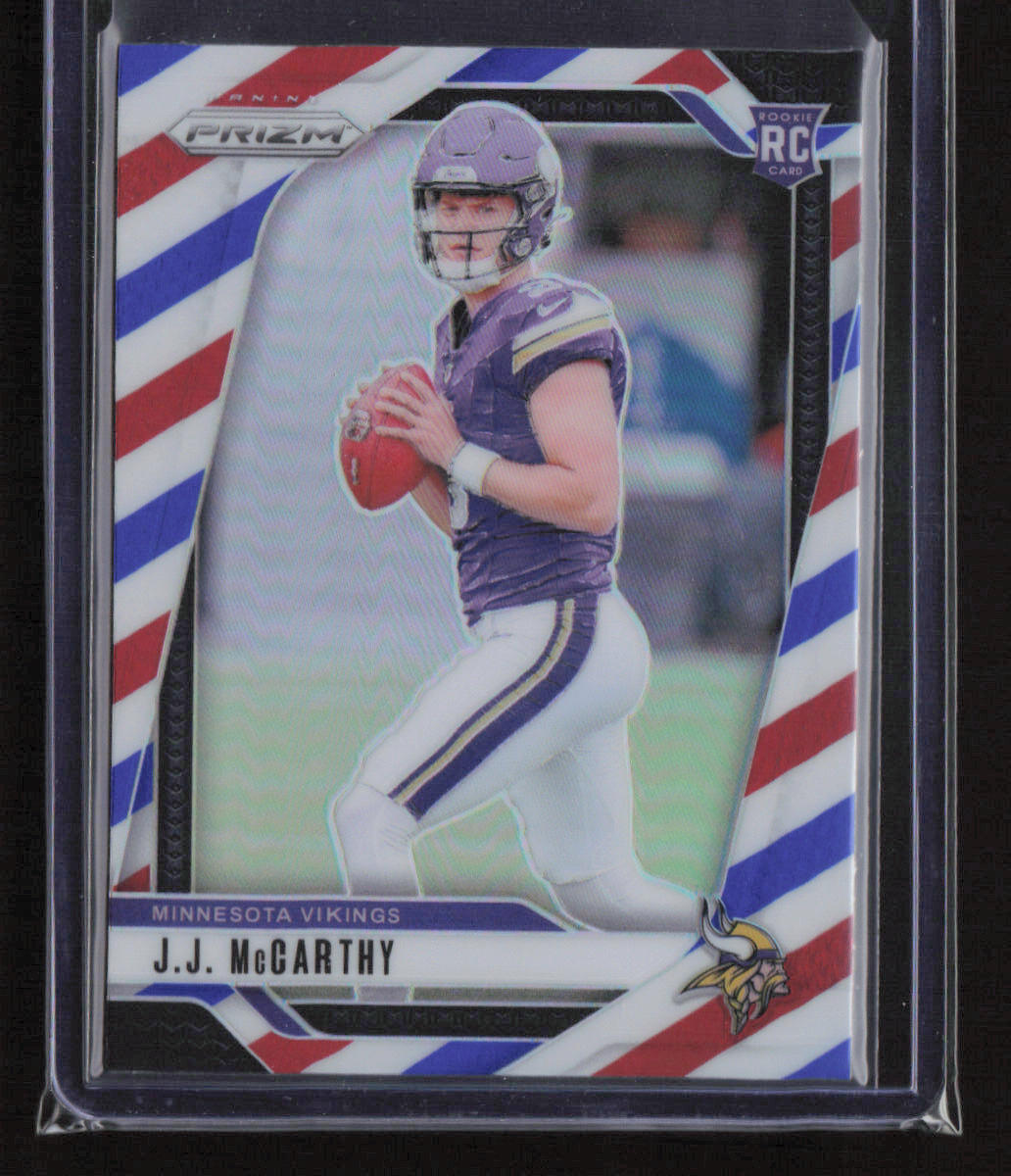 2024 Panini Prizm Red White and Blue #400 J.J. McCarthy Minnesota
