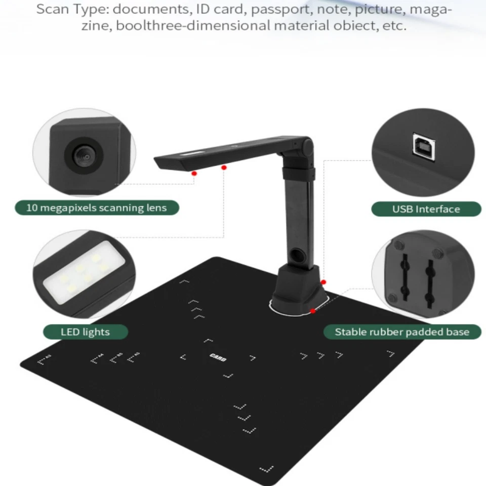 A3 A4 12MP Large Format Book & Document Scanner Smart Capture Size USB Camera US - Image 4 of 4