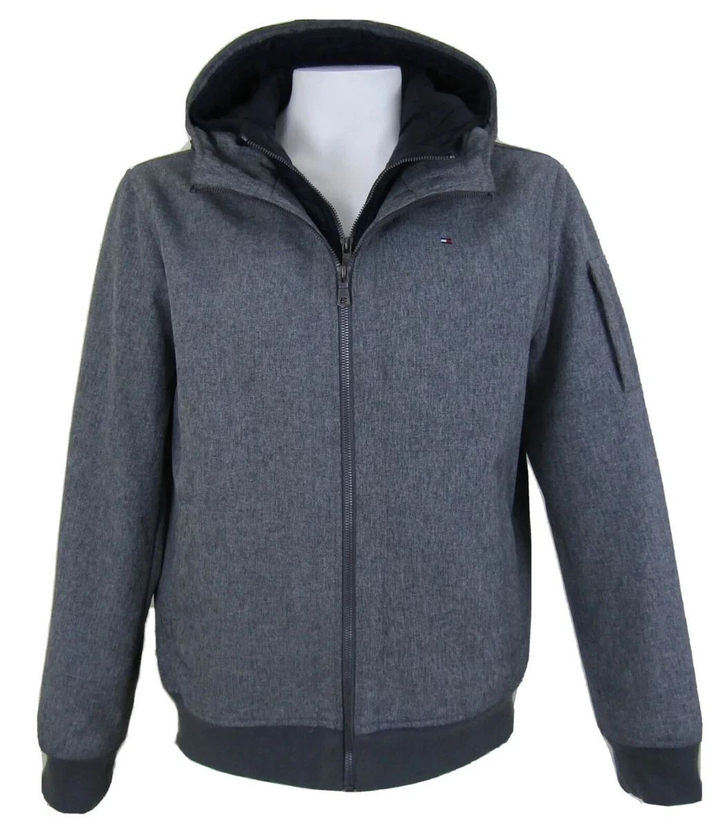 tommy hilfiger soft shell hooded bomber jacket with bib