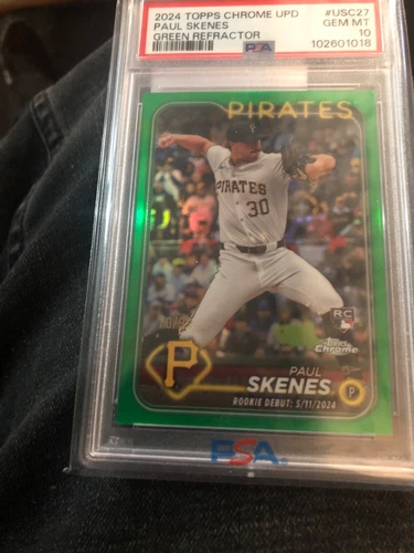 2024 Topps Chrome Update Paul Skenes /99 Green Refractor (RC)  USC27 PSA 10