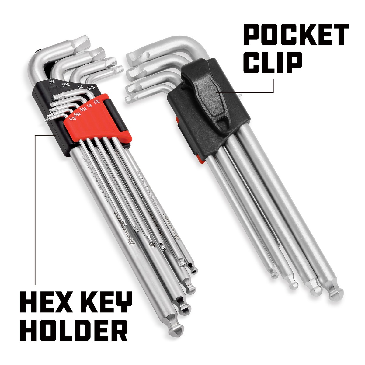 ぽむ Powerbuilt 9 Piece SAE Hex Key Wrench Set for Damaged