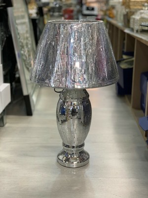 silver crushed velvet table lamp