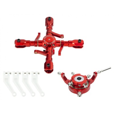 Microheli CNC Aluminum Quad Blade Conversion Set (RED) (For MH-GSS2001Q Series)