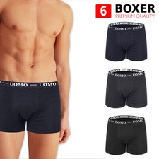 Set 6 Pezzi Boxer Uomo Mutande Cotone Elasticizzato Intimo Nero Grigio Blu VEQUE