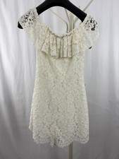 Womens Sandro Paris Off-White Lace Ruffle Cap Sleeve Dress UK 6-8 Elegant