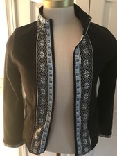 Women’s Black Fleece Zipped Coat- Med- Nordic Trim