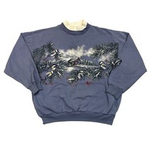Vintage 90s Art Unlimited Wraparound Winter Christmas Sweatshirt Large Retro