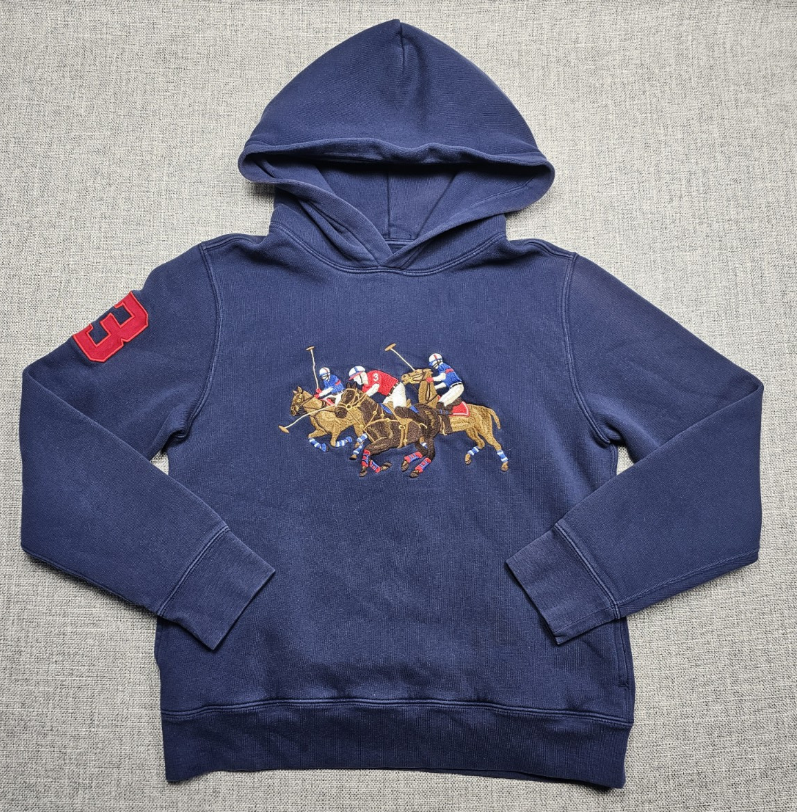 Polo Ralph Lauren Felpa con Cappuccio Ragazzo Media Tripla Pony Felpa Equitazione Gioventù