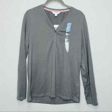 Charter Club Super Soft knit pajama Henley Top grey small