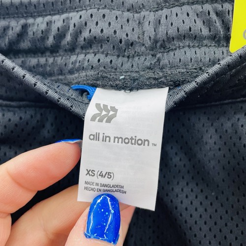 All in Motion Youth Boys Size XS 4/5 Ultimate Mesh Gym Shorts in Black/Blue 1705 - Picture 8 of 9