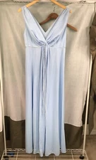 Vintage 1960s Vanity Fair Nylon Tricot Blue Long Nightgown / Lingerie Size 36