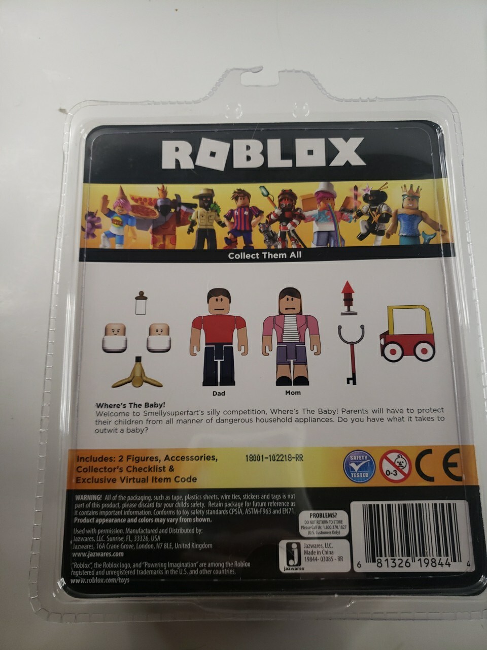 RARE Roblox Where's the Baby Game Pack & Virtual Item Code Celebrity Series 2