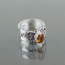 Citrine Gemstone 925 Sterling Silver Ring Handmade Jewelry Ring Gift For Wife