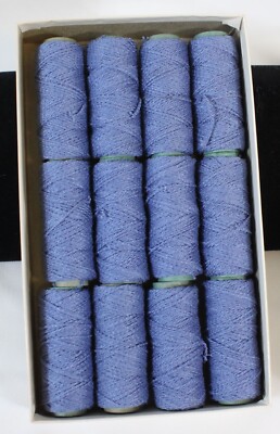 12 Spools Looping Thread Cord Boxed Lot Blue Used For Belt & Button Loops Crafts