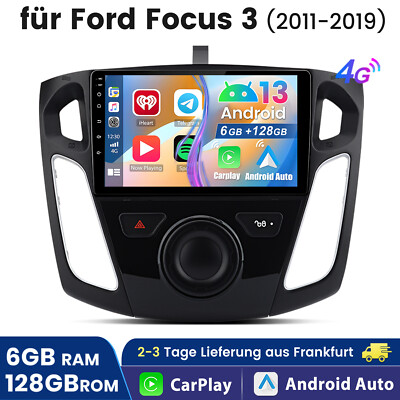 9'' Android 13 Autoradio CarPlay GPS NAVi 6+128GB Für Ford Focus MK3 2012-2018