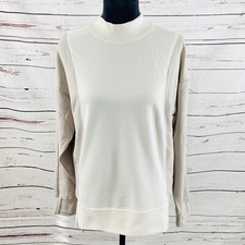Athleta Sweatshirt Women  s Small Beige Mock Neck Long Sleeves Colorblock NWOT