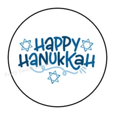 30 HAPPY HANUKKAH ENVELOPE SEALS LABELS STICKERS PARTY FAVORS 1.5" ROUND