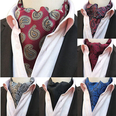Fashion Men's Ascot Cravat Paisley Skinny Silk Tie Jacquard Woven Party Neckties