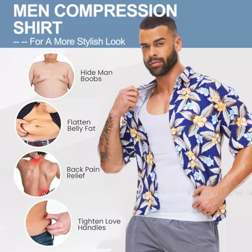 Herren T-Shirt Schlankmacher Body Shaper Bauch Brust Kompression Weste Gürtel Tank Top - Bild 9 von 28