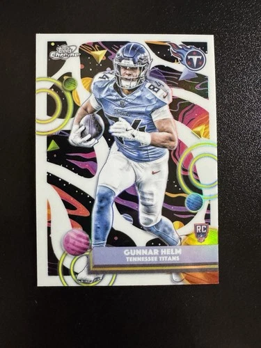 2025 Topps Chrome Cosmic Gunnar Helm White Hole Refractor SP #197 Titans