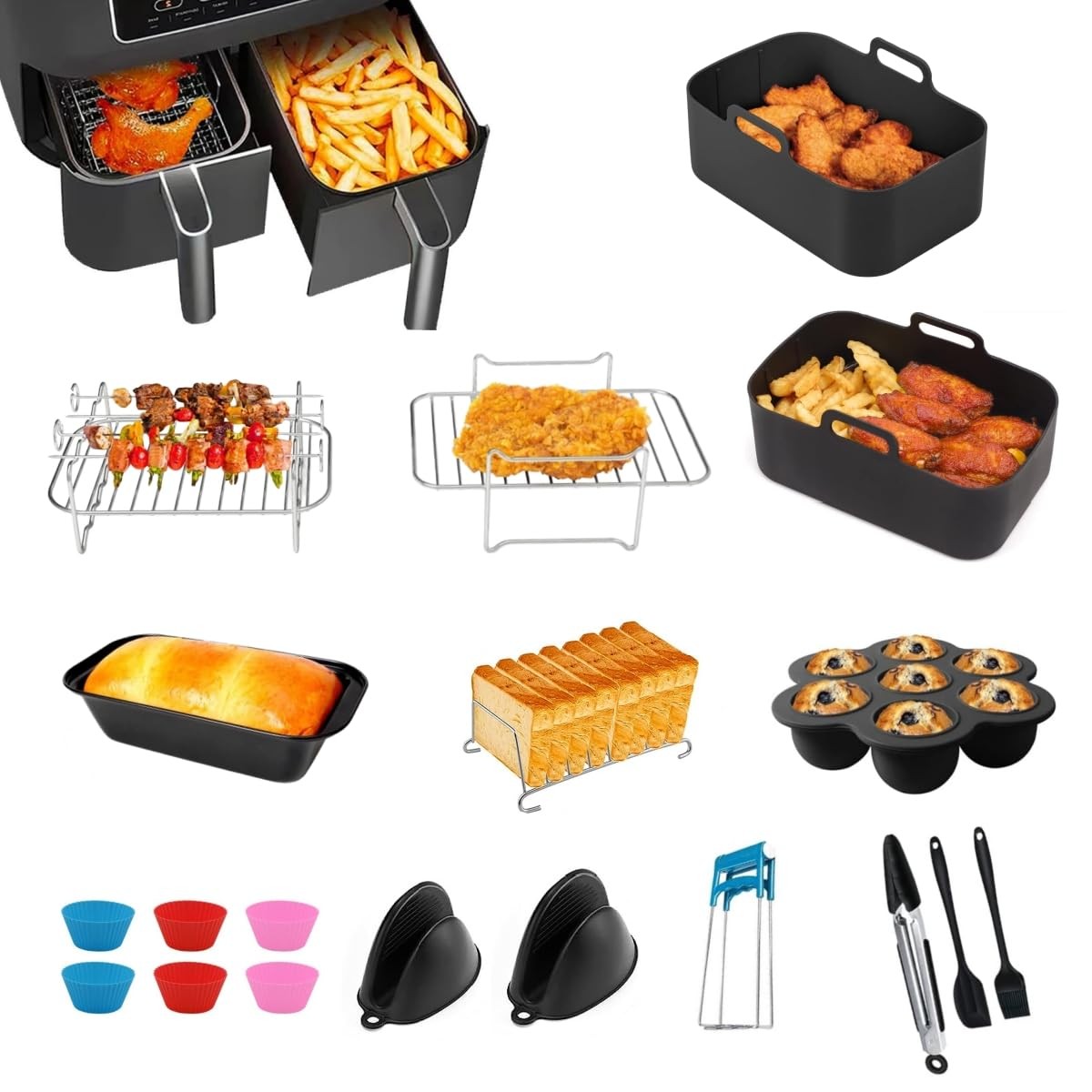 Air Fryer Accessories Set, 12Pcs for Ninja/Keplin/Tower/EMtronics/Instant...