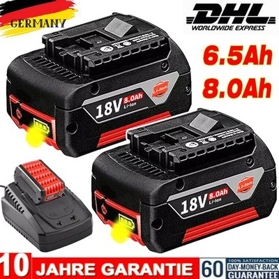 2X 8,0Ah Akku für Bosch 18V Professional GSR BAT618 BAT609 BAT620 6,5/Ladegerät