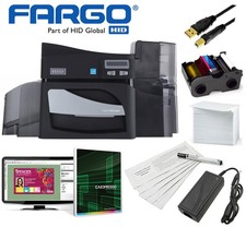 Fargo DTC4500e ID Card Thermal Printer with Software Ribbon and Supply Bundle PL
