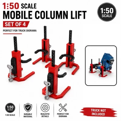 1:50 Scale Mobile Column Lift Set of 4 Truck Garage Workshop Diorama Accessory - Image 1 of 4