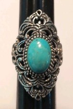 Sterling Silver Filigree Turquoise Ring Size 5.5