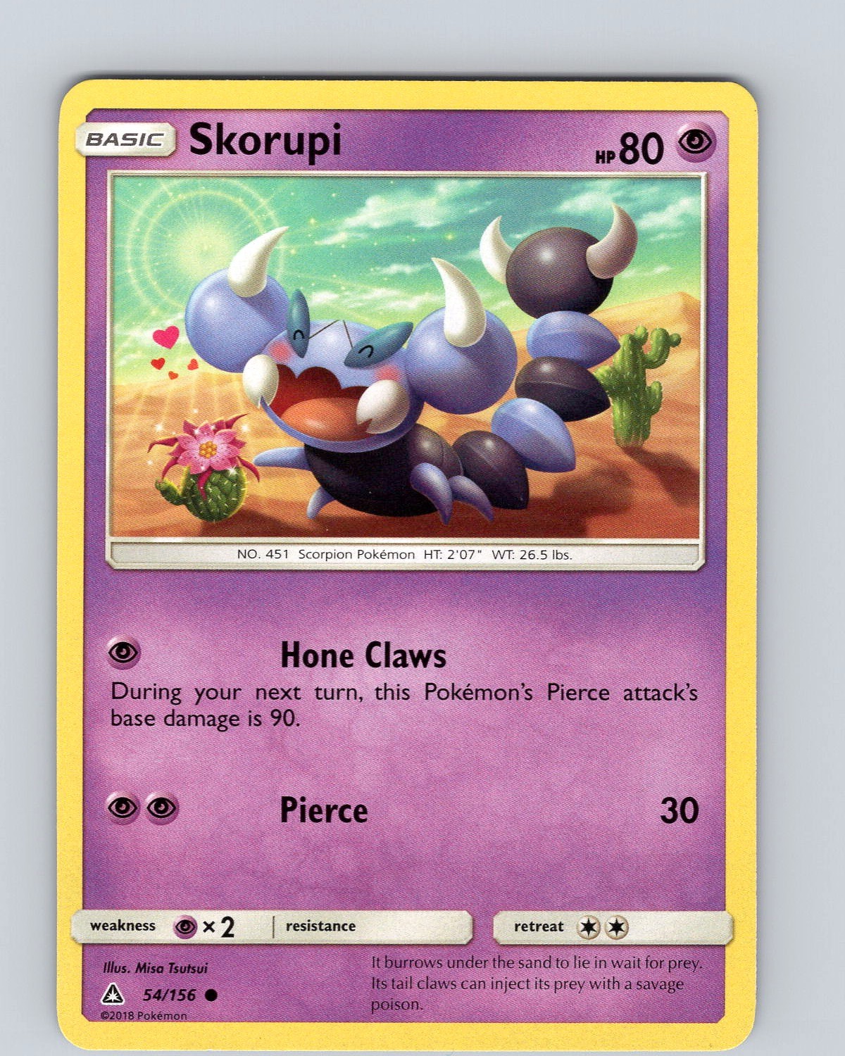 Pokemon TCG Skorupi S&M Ultra Prism 54/156 Regular Common Card NM
