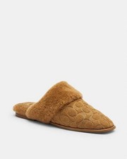 Coach Sherpa Flat Mule Women's Size 6 Brown Suede/Tobacco Slip On Casual Shoes