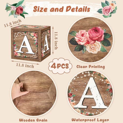Floral Baby Shower Box Birthday Party Decoration Balloon Blocks First Birthda... - Picture 2 of 7