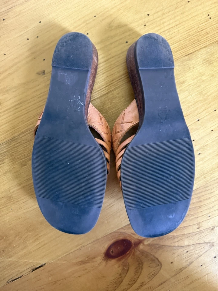 Colin Stuart Women Brown Woven Huarache Leather Sandals  7.5 M Vintage Fisherman - Imagem 4 de 4