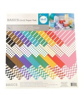 BASICS 12x12 Scrapbook Paper Pad Multicolor Patterned 48 Sheets NWOT