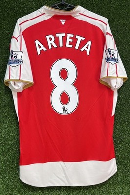 MEN'S FC ARSENAL 2015/2016 MIKEL ARTETA HOME SOCCER FOOTBALL SHIRT JERSEY SIZE L