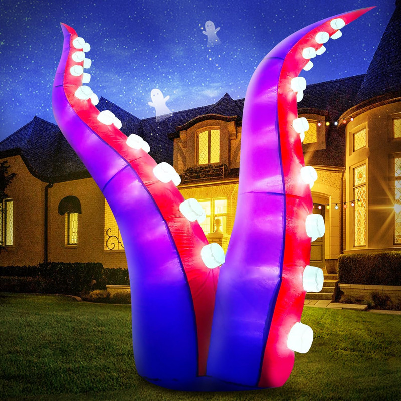 6FT Halloween Inflatables Decorations Octopus Tentacles with 36 Built-In LED Lig