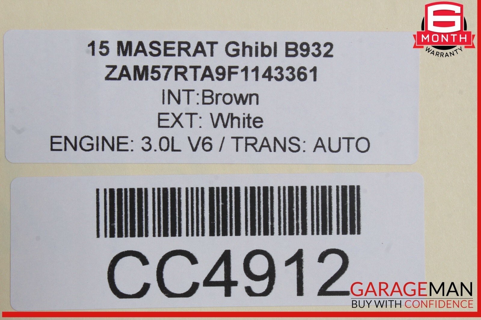 14-22 Maserati Ghibli M157 Front Left Driver Side Door Shell White OEM