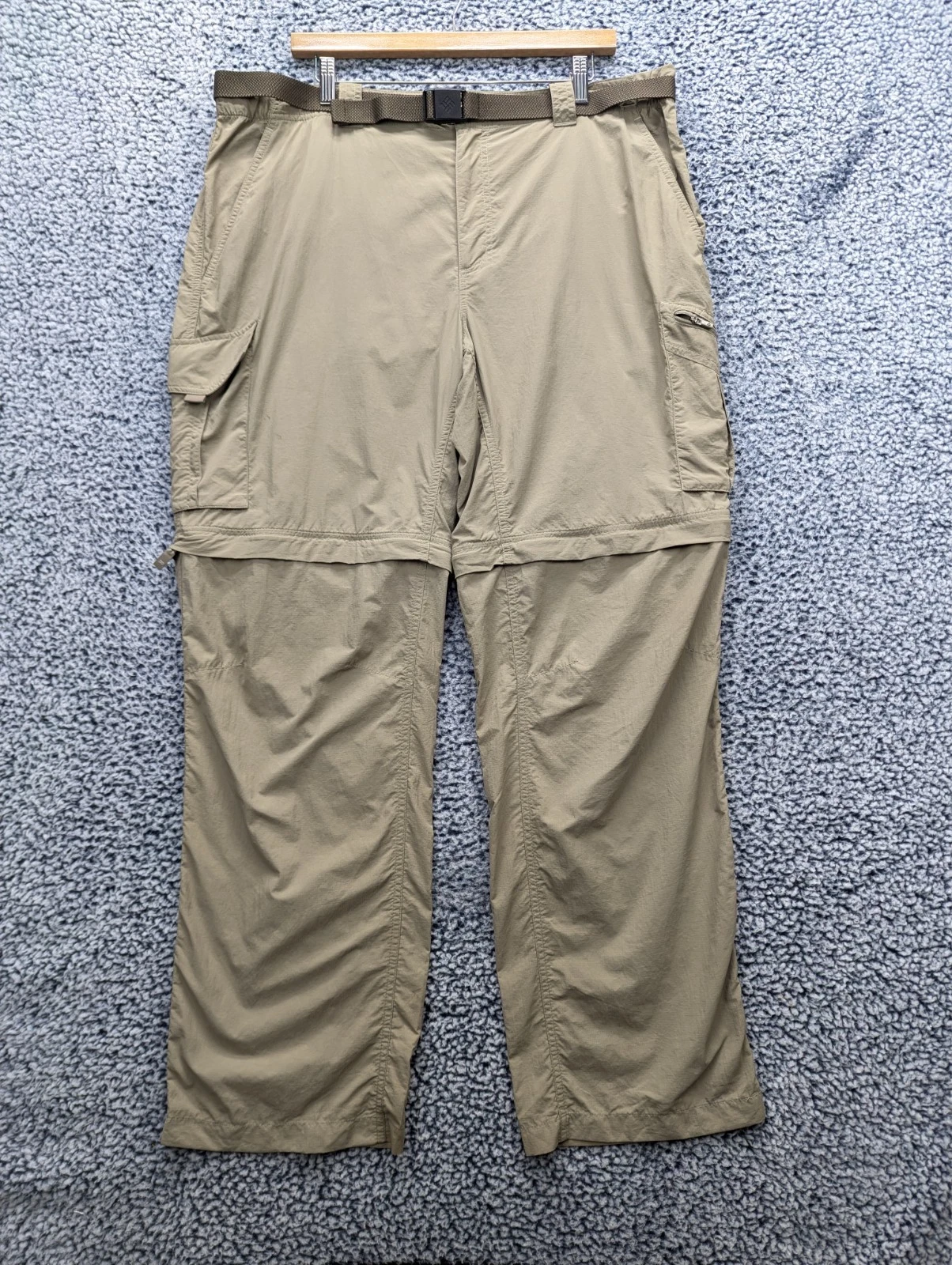 Columbia Omnishade Convertible Ripstop Cargo Pants Mens 40X32 Hiking Outdoor Tan