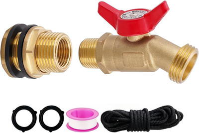 Brass Water Container Rain Barrel Faucets Spigot Kit 3/4'' GHT Brass Rain Barr...