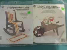 Cross Stitch and Wood Kit Rocking Chair with Afghan Wheelbarrow with Feedsacks