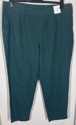 Seasalt ''Nanterrow'' dunkler Thymian Leinenmischung spitz zulaufend 7/8 Hose Größe UK 20 neu mit Etikett